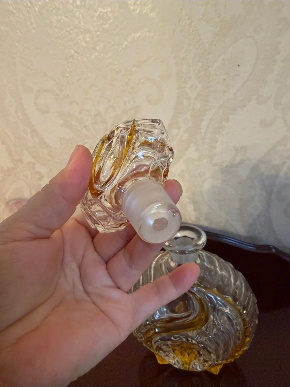Decorative cut to clear  Glass Decanter bottle